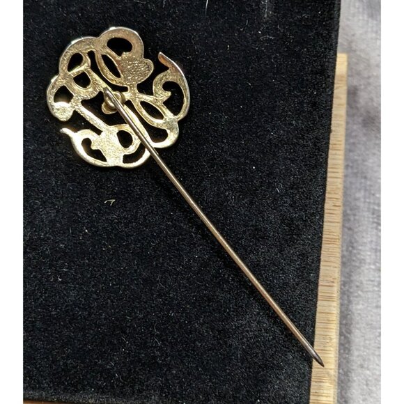 Vintage Elegant Gold Tone Monogram Stick Pin - Picture 4 of 4